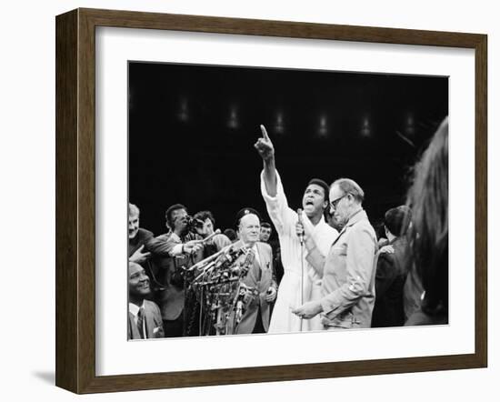 Boxer Cassius M. Clay, Aka Muhammad Ali, Proclaiming Himself the Greatest-null-Framed Premium Photographic Print