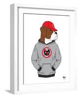 Boxer Dog in City Style-Olga Angellos-Framed Art Print