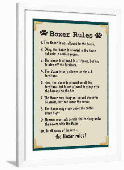 Boxer House Rules Humor-null-Framed Art Print