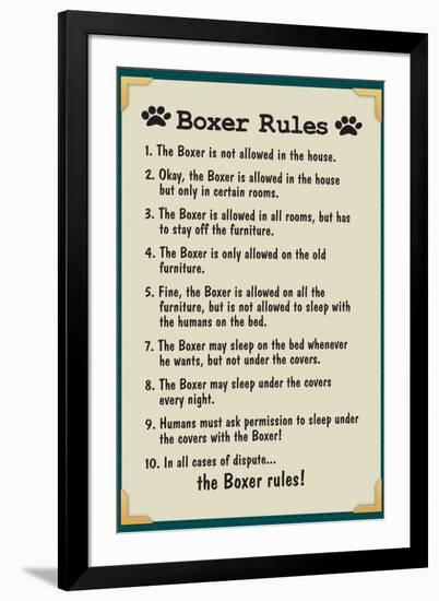 Boxer House Rules Humor-null-Framed Art Print