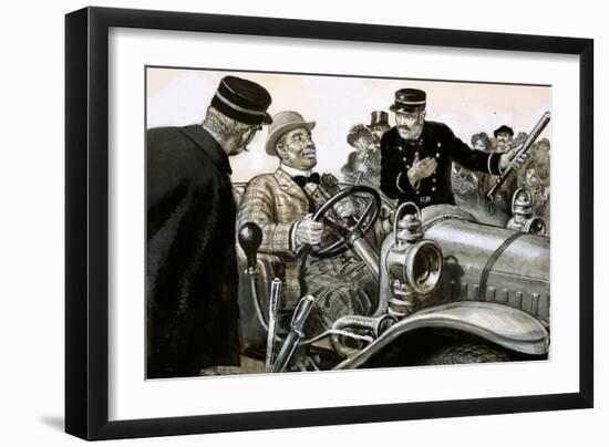 Boxer Jack Johnson at the Wheel of a Racing Car-null-Framed Giclee Print