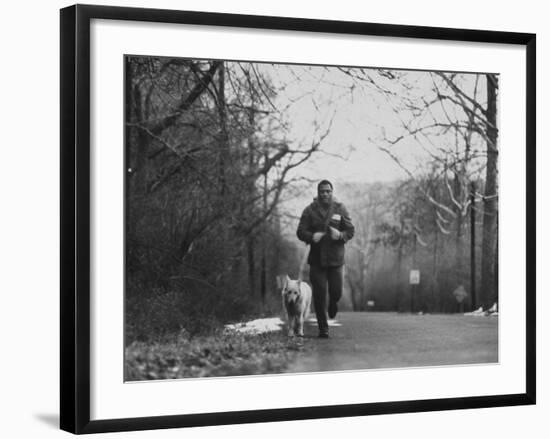 Boxer Joe Frazier Training for a Fight Against Cassius Clay, Aka Muhammad Ali-null-Framed Premium Photographic Print