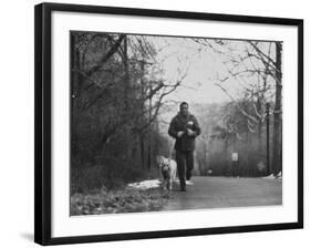Boxer Joe Frazier Training for a Fight Against Cassius Clay, Aka Muhammad Ali-null-Framed Premium Photographic Print