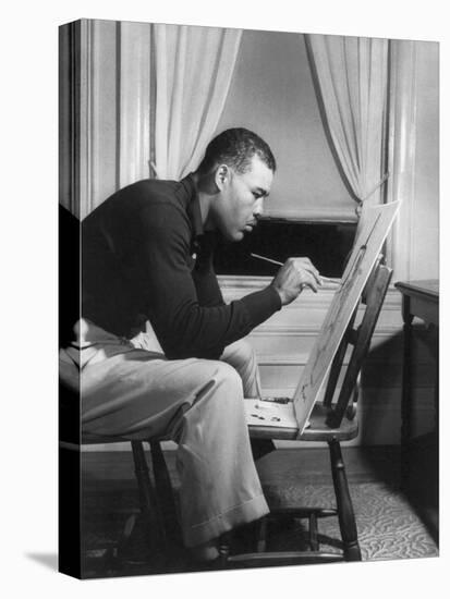 Boxer Joe Louis Painting a Picture for Urban League Guild Exhibit, Sept. 1949-null-Stretched Canvas