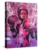 Boxer Kid 1-Abstract Graffiti-Stretched Canvas