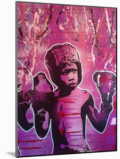 Boxer Kid 2-Abstract Graffiti-Mounted Giclee Print