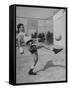 Boxer Marcel Cerdan, Trying to Achieve Hairline Balance by Bouncing a Soccer Ball-Tony Linck-Framed Stretched Canvas