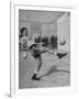 Boxer Marcel Cerdan, Trying to Achieve Hairline Balance by Bouncing a Soccer Ball-Tony Linck-Framed Premium Photographic Print