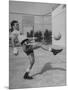 Boxer Marcel Cerdan, Trying to Achieve Hairline Balance by Bouncing a Soccer Ball-Tony Linck-Mounted Premium Photographic Print