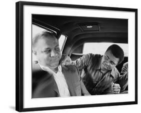 Boxer Muhammad Ali Clowning Around with His Trainer Bundini Brown-John Shearer-Framed Premium Photographic Print