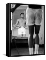 Boxer Muhammad Ali Jumping Rope While Watching Himself in Mirror During Training for His Fight-John Shearer-Framed Stretched Canvas