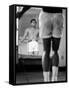 Boxer Muhammad Ali Jumping Rope While Watching Himself in Mirror During Training for His Fight-John Shearer-Framed Stretched Canvas