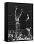 Boxer Muhammad Ali Raising His Gloves Victoriously After Knocking Out Oscar Bonavena-Bill Ray-Framed Stretched Canvas