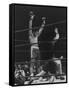 Boxer Muhammad Ali Raising His Gloves Victoriously After Knocking Out Oscar Bonavena-Bill Ray-Framed Stretched Canvas