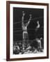 Boxer Muhammad Ali Raising His Gloves Victoriously After Knocking Out Oscar Bonavena-Bill Ray-Framed Premium Photographic Print