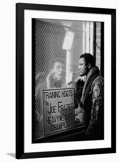 Boxer Muhammad Ali Taunting Boxer Joe Frazier During Training for Their Fight-John Shearer-Framed Photographic Print