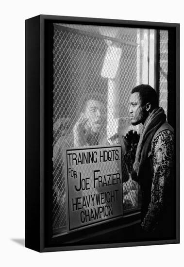 Boxer Muhammad Ali Taunting Boxer Joe Frazier During Training for Their Fight-John Shearer-Framed Stretched Canvas