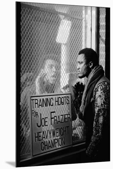 Boxer Muhammad Ali Taunting Boxer Joe Frazier During Training for Their Fight-John Shearer-Mounted Premium Photographic Print