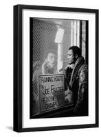 Boxer Muhammad Ali Taunting Boxer Joe Frazier During Training for Their Fight-John Shearer-Framed Photographic Print