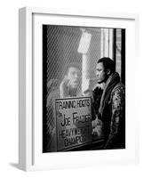 Boxer Muhammad Ali Taunting Rival Joe Frazier at Frazier's Training Headquarters-John Shearer-Framed Premium Photographic Print