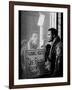 Boxer Muhammad Ali Taunting Rival Joe Frazier at Frazier's Training Headquarters-John Shearer-Framed Premium Photographic Print