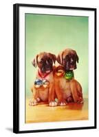 Boxer Puppies with Christmas Bulb Collars-Found Image Press-Framed Photographic Print
