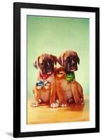 Boxer Puppies with Christmas Bulb Collars-Found Image Press-Framed Photographic Print