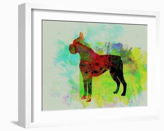 Boxer Watercolor-NaxArt-Framed Art Print