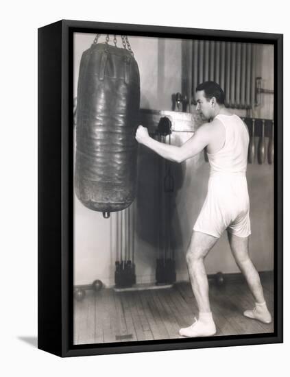 Boxer Working Out at Gym-null-Framed Stretched Canvas