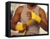 Boxer Wrapping His Hands-Chris Trotman-Framed Stretched Canvas