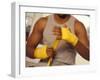 Boxer Wrapping His Hands-Chris Trotman-Framed Photographic Print