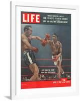 Boxers Carmen Basilio and Sugar Ray Robinson in Action, April 7, 1958-George Silk-Framed Photographic Print