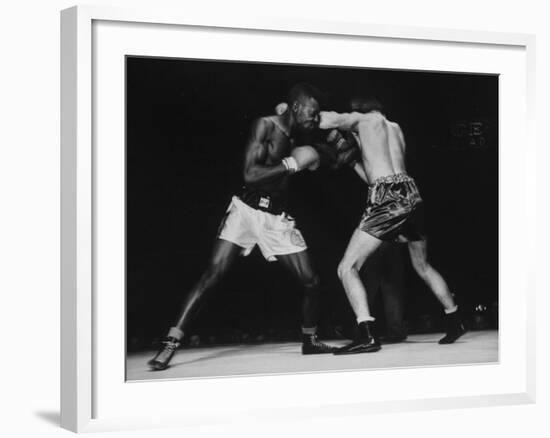 Boxers Competing in Golden Gloves Bout, 1940-Gjon Mili-Framed Photographic Print