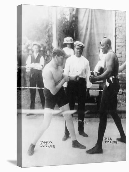 Boxers Marty Cutler and Jack Johnson Photograph-Lantern Press-Stretched Canvas