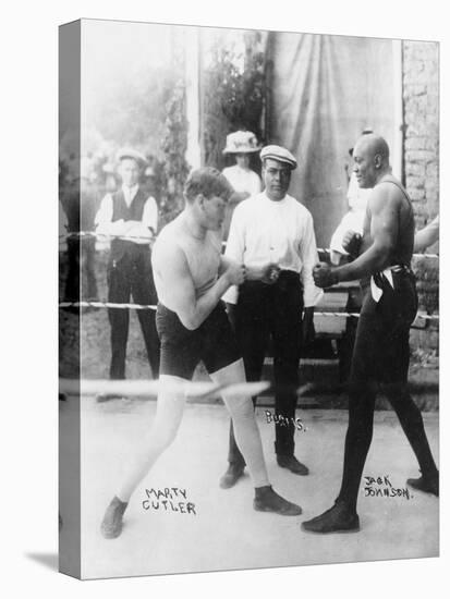 Boxers Marty Cutler and Jack Johnson Photograph-Lantern Press-Stretched Canvas
