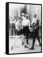 Boxers Marty Cutler and Jack Johnson Photograph-Lantern Press-Framed Stretched Canvas