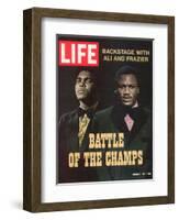 Boxers Muhammad Ali and Joe Frazier, March 5, 1971-John Shearer-Framed Photographic Print