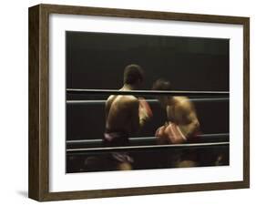 Boxers Seen from Between the Ropes-null-Framed Premium Photographic Print