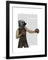 Boxing Bulldog Portrait-Fab Funky-Framed Art Print