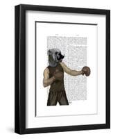 Boxing Bulldog Portrait-Fab Funky-Framed Art Print