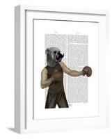 Boxing Bulldog Portrait-Fab Funky-Framed Art Print