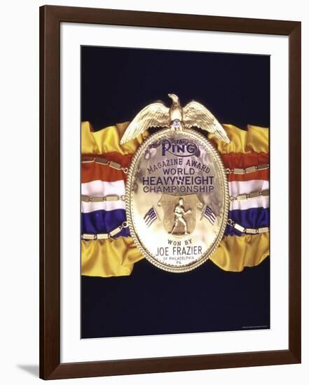 Boxing Champ Joe Frazier's "The Ping Magazine Award World Heavyweight Championship" Medal-John Shearer-Framed Photographic Print