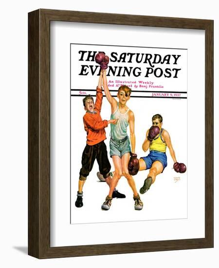 "Boxing Champ," Saturday Evening Post Cover, January 9, 1937-Monte Crews-Framed Giclee Print