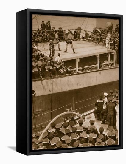 Boxing Competition Aboard a Warship, with the Crew of Second Ship as Additional Spectators, 1914-19-null-Framed Stretched Canvas