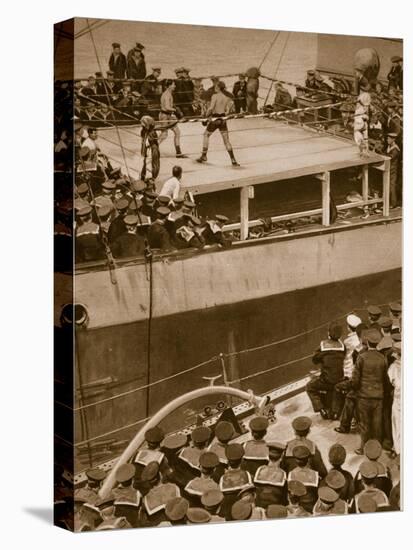 Boxing Competition Aboard a Warship, with the Crew of Second Ship as Additional Spectators, 1914-19-null-Stretched Canvas