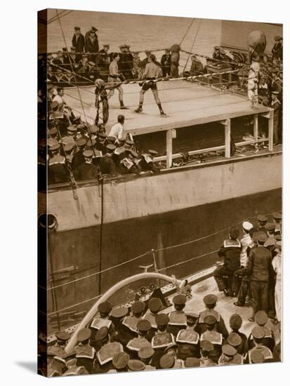 Boxing Competition Aboard a Warship, with the Crew of Second Ship as Additional Spectators, 1914-19-null-Stretched Canvas