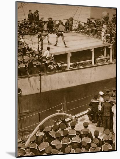 Boxing Competition Aboard a Warship, with the Crew of Second Ship as Additional Spectators, 1914-19-null-Mounted Giclee Print