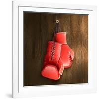 Boxing Gloves on Wall-Macrovector-Framed Photographic Print