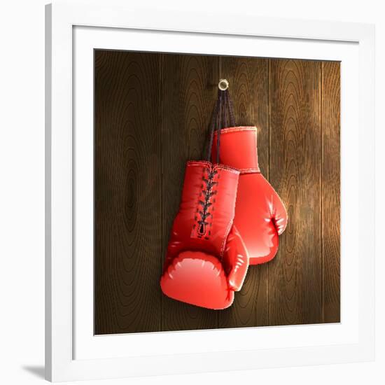 Boxing Gloves on Wall-Macrovector-Framed Photographic Print