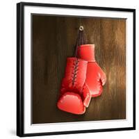 Boxing Gloves on Wall-Macrovector-Framed Photographic Print